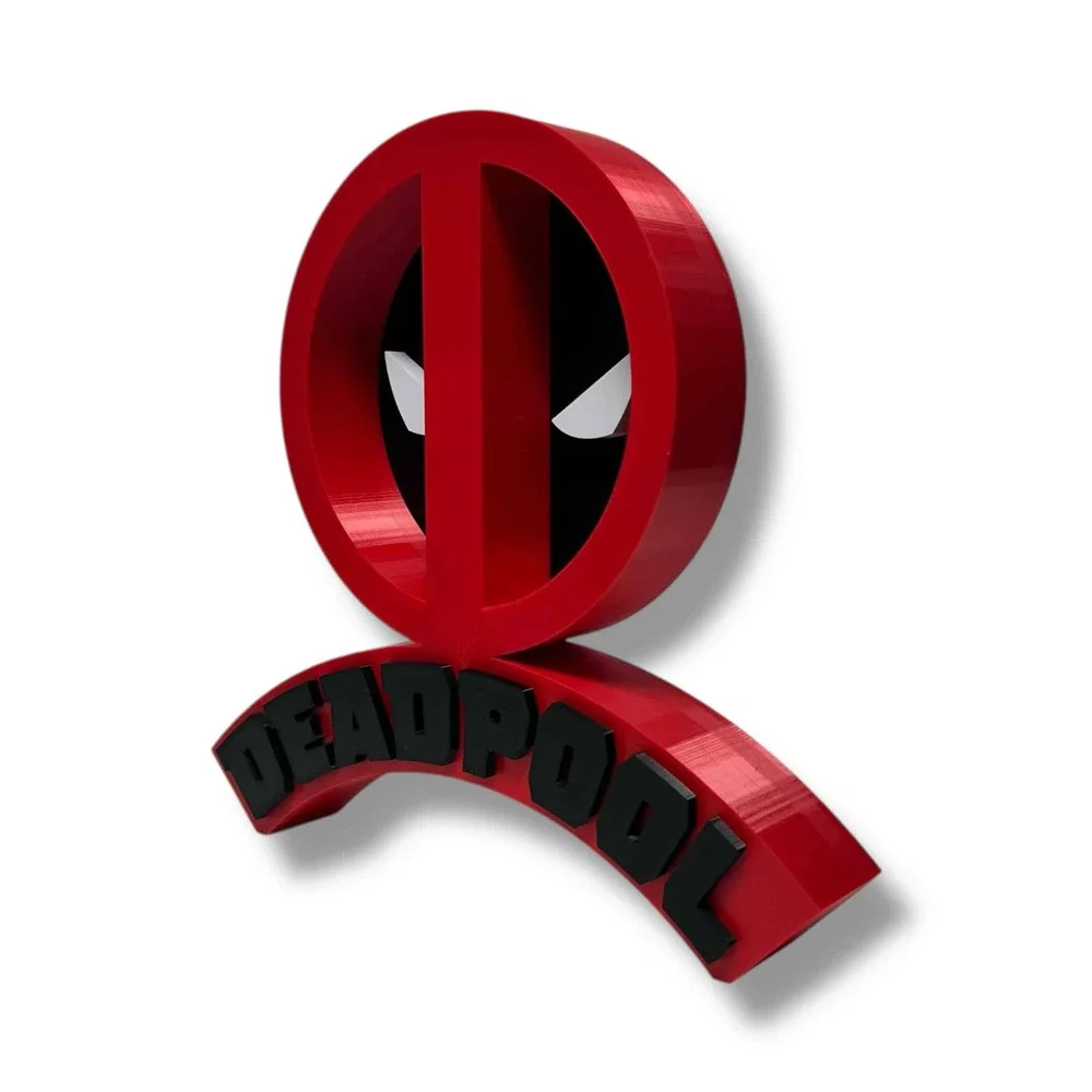 Comic-Inspired Red & Black Hero Symbol Stand – Unique Fan Art Display